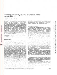 Practicing Participatory Research in American Indian Communities