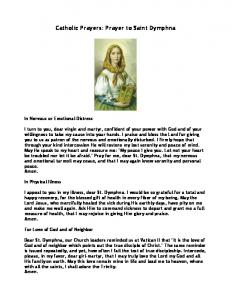 Prayer to Saint Dymphna - St. Charles Borromeo Catholic Church