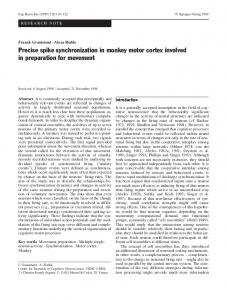 Precise spike synchronization in monkey motor cortex involved in ...