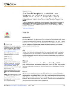 Preclinical therapies to prevent or treat fracture non-union - PLOS