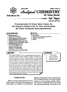 Preconcentration Of Heavy Metal Cations On The ... - Trade Science Inc