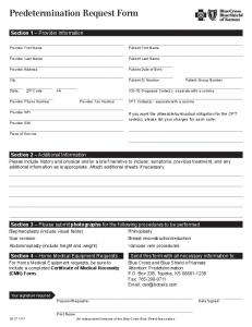 Predetermination Request Form - BCBSKS