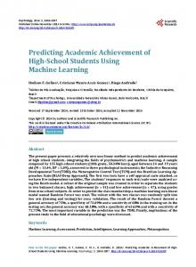 Predicting Academic Achievement of High-School Students Using ...