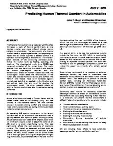 Predicting Human Thermal Comfort in Automobiles - CiteSeerX