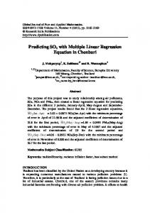 Predicting SO2 with Multiple Linear Regression ...