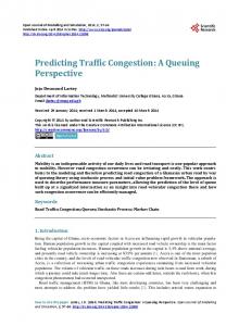 Predicting Traffic Congestion - Scientific Research Publishing