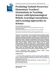 Predicting Turkish Preservice Elementary Teachers' Orientations to ...
