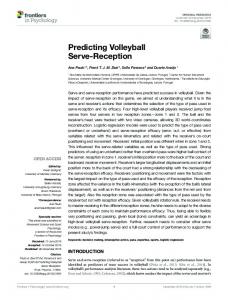 Predicting Volleyball Serve-Reception