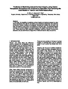 Prediction of Machining Induced Surface Integrity ...