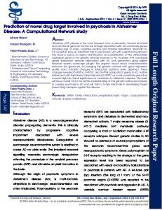 Prediction of novel drug target Involved in psychosis in Alzheimer ...