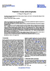 Prediction of solar active longitudes - Astronomy & Astrophysics