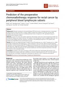 Prediction of the preoperative chemoradiotherapy ... - CiteSeerX