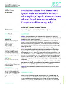 Predictive Factors for Central Neck Lymph Node ... - KoreaMed Synapse