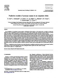 Predictive models of syncope causes in an outpatient clinic - CiteSeerX