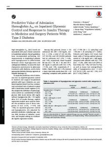 Predictive Value of Admission Hemoglobin A1c on ... - Diabetes Care