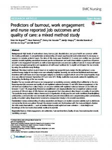 Predictors of burnout, work engagement and nurse