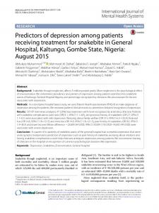 Predictors of depression among patients receiving treatment for ...