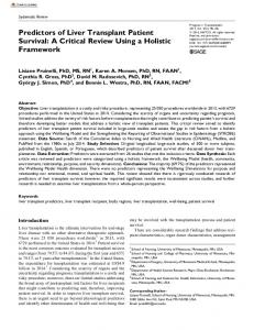 Predictors of Liver Transplant Patient Survival - SAGE Journals