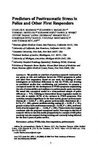 Predictors of Posttraumatic Stress in Police and