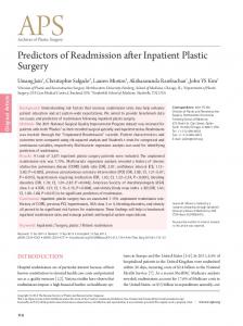 Predictors of Readmission after Inpatient Plastic Surgery