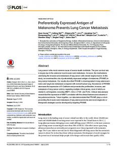 Preferentially Expressed Antigen of Melanoma Prevents Lung Cancer ...