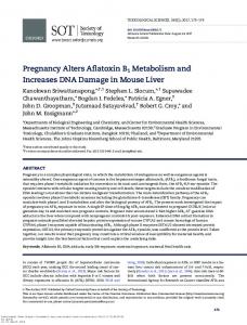 Pregnancy Alters Aflatoxin B1 Metabolism and ...