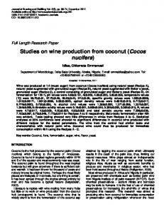 Preliminary studies on wine production from coconut (Cocos nucifera)