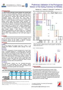 Preliminary Validation of the Portuguese Version of ...