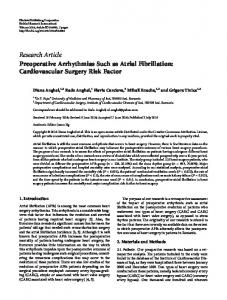 Preoperative Arrhythmias Such as Atrial Fibrillation: Cardiovascular ...