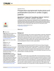 Preoperative asymptomatic leukocytosis and postoperative ... - PLOS