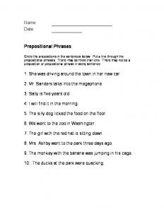 Prepositional Phrases