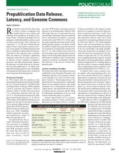 Prepublication Data Release, Latency, and Genome Commons