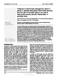 Presence of Salmonella pathogenicity island 2 genes ...