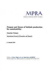 Present and future of biofuels production for sustainability