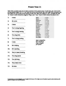 Present Tense (1) - French Linguistics