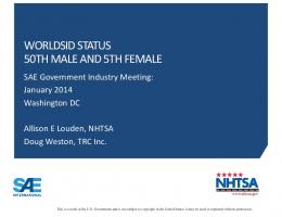 Presentation title in White, Arial Bold 30pt on one or two - NHTSA