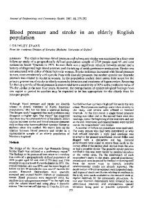 pressure and stroke in an elderly English Blood population - NCBI