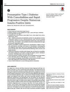 Presumptive Type 1 Diabetes With Comorbidities and ... - Diabetes Care