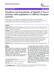 Prevalence and transmission of hepatitis E virus in domestic swine ...