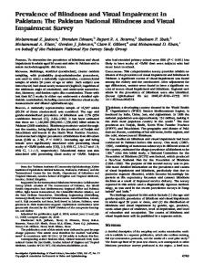 Prevalence of Blindness and Visual Impairment in Pakistan: The ...