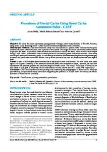 Prevalence of Dental Caries Using Novel Caries Assessment Index ...