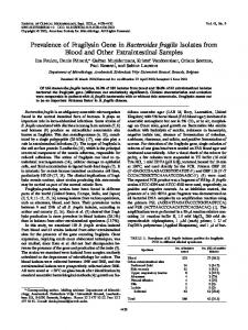 Prevalence of Fragilysin Gene in Bacteroides fragilis Isolates from ...