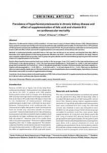 Prevalence of hyperhomocysteinaemia in chronic kidney disease and ...