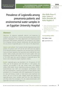 Prevalence of Legionella among pneumonia patients and ...