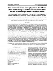 Prevalence of Listeria monocytogenes in Raw Meats ... - TSpace