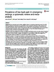 Prevalence of low back pain in emergency settings: a systematic ...