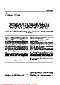 PREVALENCE OF THE MISSENSE MUTATION ...