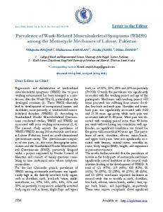 Prevalence of Work-Related Musculoskeletal Symptoms (WMSS