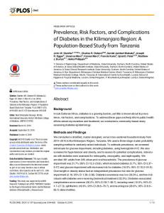 Prevalence, Risk Factors, and Complications of Diabetes in ... - PLOS