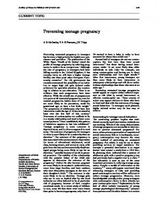 Preventing teenage pregnancy - NCBI